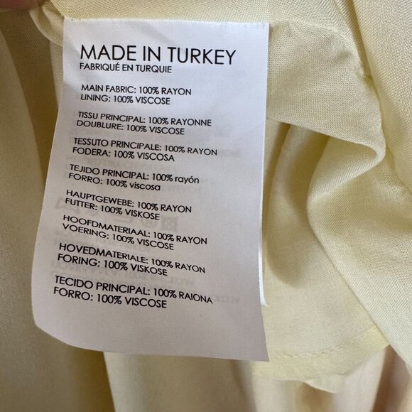 Club Monaco Pink Cream Check Print Puff Sleeve Shark Bite Hem Midi Dress Size 12 - Picture 13 of 16